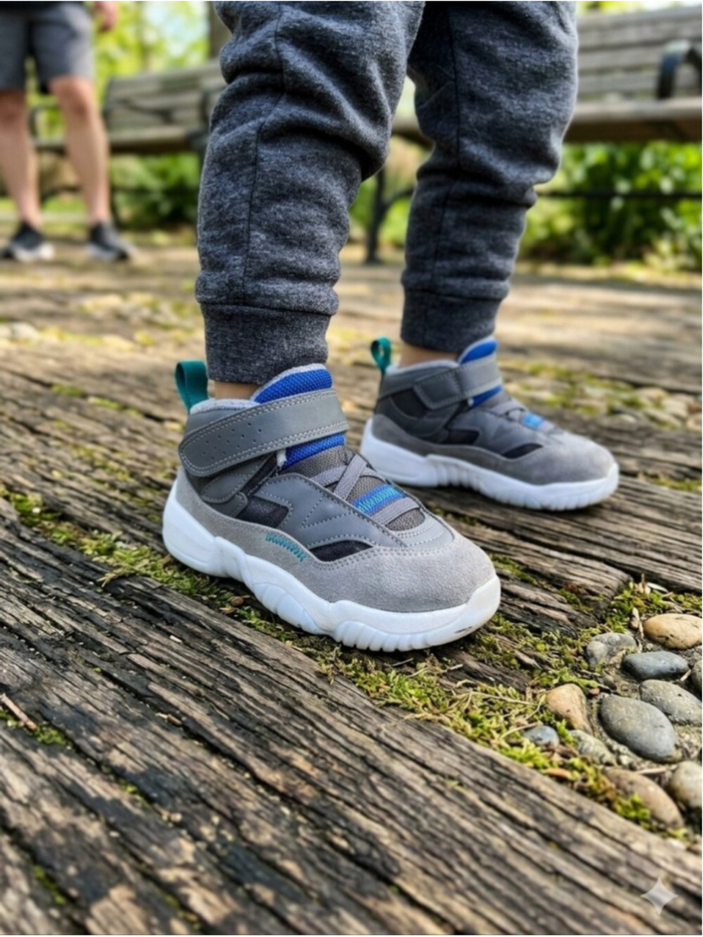 Jordan Jumpman Two Trey Light Graphite Sport Royal Kids Slip On No Tie Shoes 9C